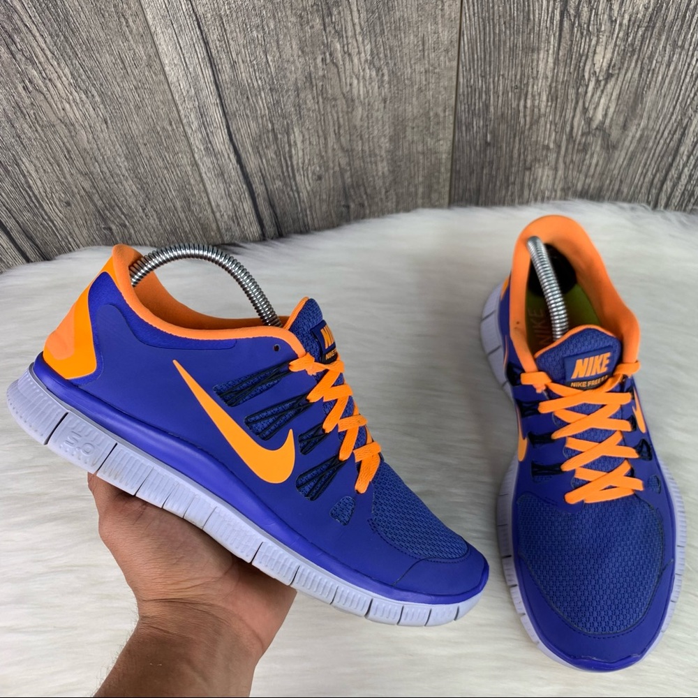 Nike Women’s Free 5.0 Violet Force Citrus Running Shoes Blue Orange 580591-580
